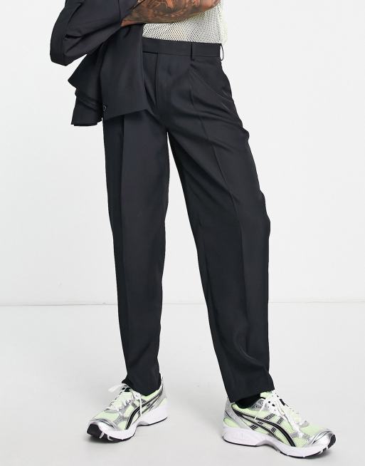 ASOS DESIGN oversized tapered suit pants in black 