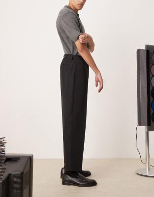 Asos Design Oversized Tapered Suit Pants In Black