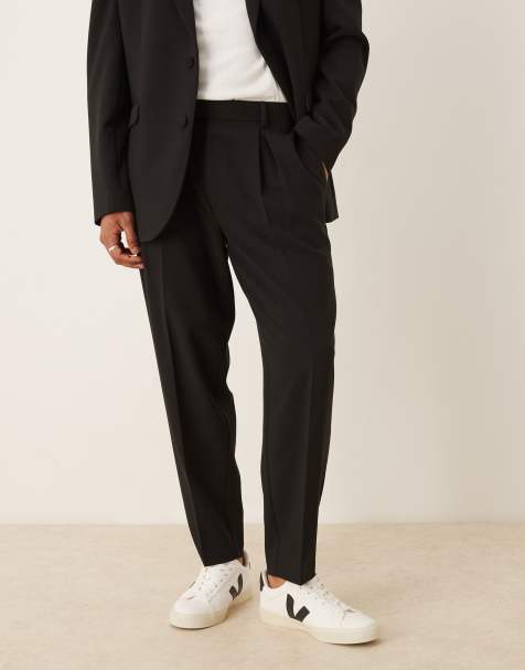ASOS DESIGN oversized tapered suit pants in black - view 1