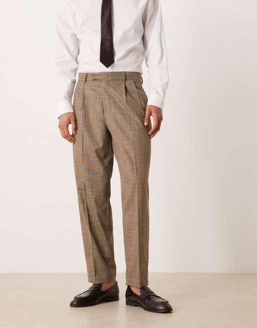 ASOS DESIGN oversized tapered suit pants in brown cross hatch, 2 of 5