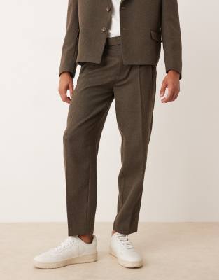 ASOS DESIGN oversized tapered suit pants in brown