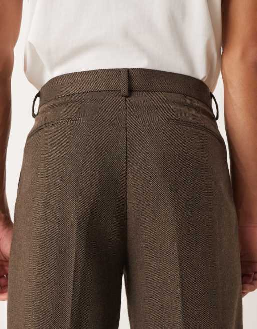 ASOS DESIGN oversized tapered suit pants in brown