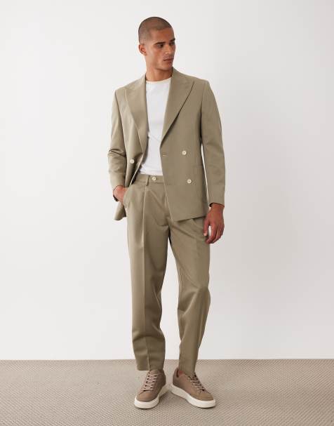 ASOS DESIGN oversized tapered suit trousers in khaki