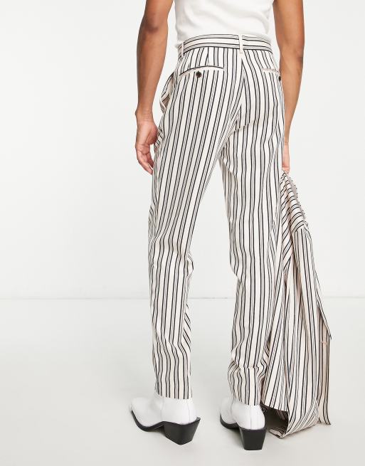 Månens overflade Sund mad Arbejdskraft ASOS DESIGN oversized tapered suit pants in off white and navy stripe | ASOS