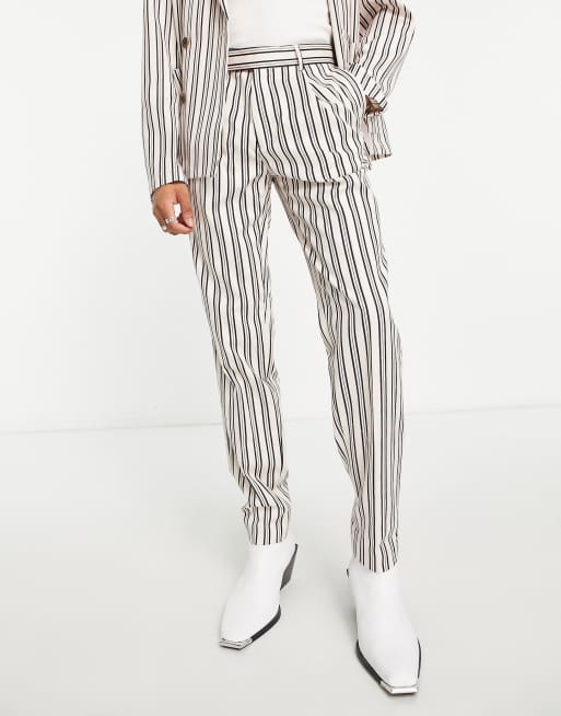 ASOS High Waist Extreme Tapered Suit Trousers in White