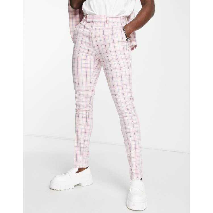 Mens pink clearance plaid pants