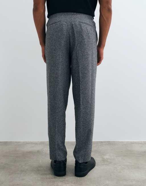 ASOS DESIGN oversized tapered suit trouser in salt and pepper grey, 5 of 5