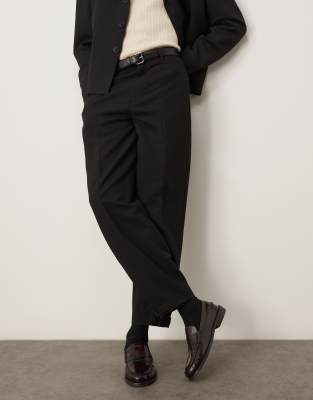 ASOS DESIGN oversized tapered suit trousers in black texture