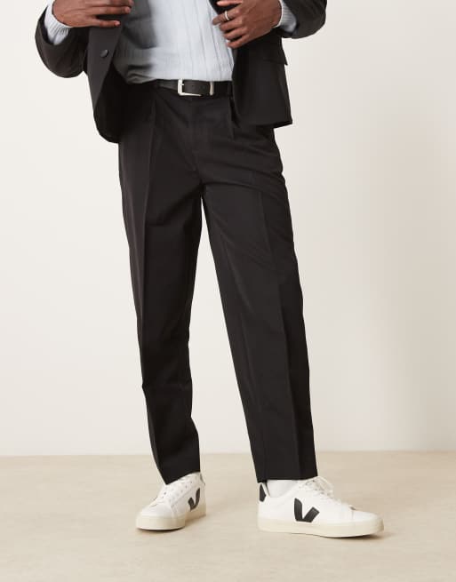 ASOS DESIGN oversized tapered suit trousers in black twill, 5 of 5