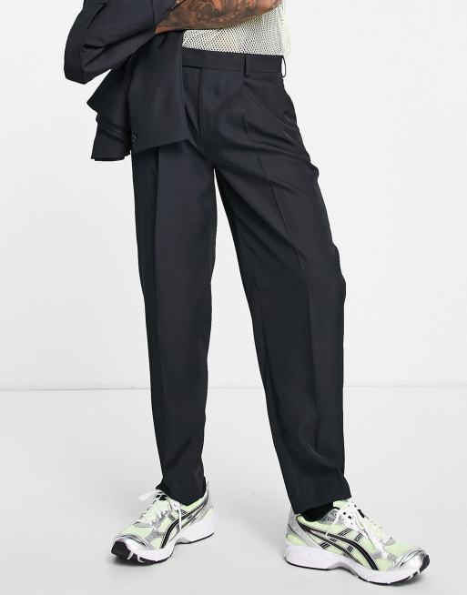 Black tapered best sale suit pants