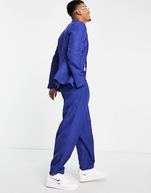 ASOS DESIGN Tall jersey super flare suit pants in electric blue