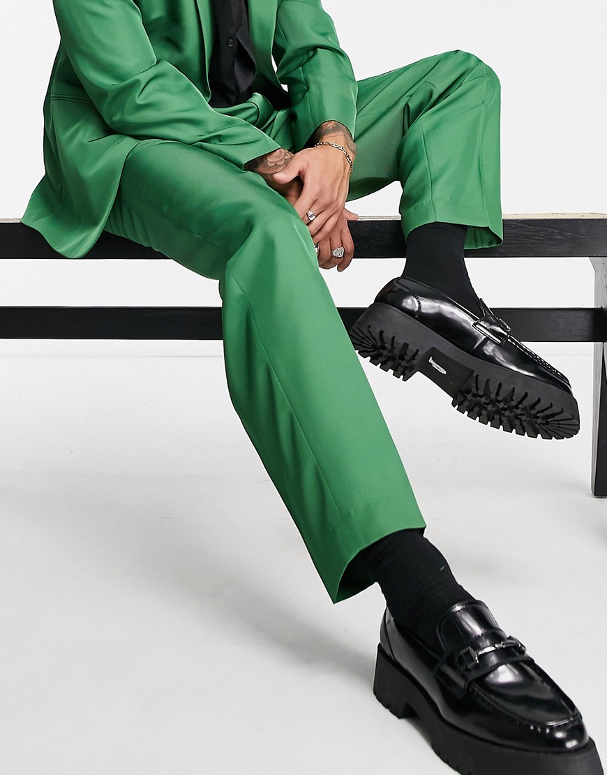 ASOS DESIGN oversized tapered suit trousers in electric green