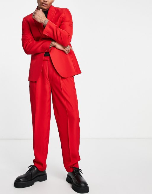 asos red trouser suit