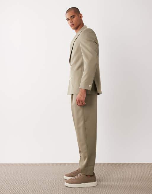 ASOS DESIGN oversized tapered suit trousers in khaki, 3 of 5