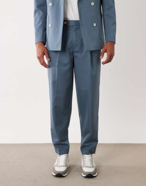 ASOS DESIGN oversized tapered suit trousers in mid blue, 2 of 5