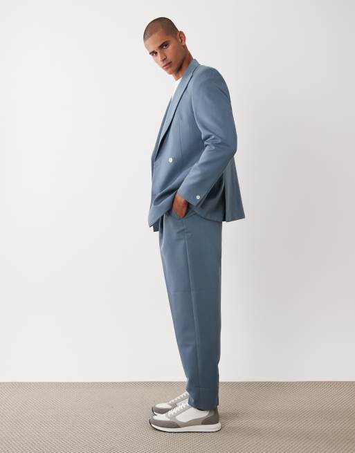 ASOS DESIGN oversized tapered suit trousers in mid blue, 3 of 5