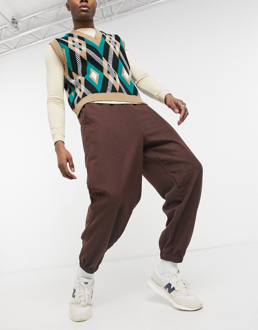 ASOS DESIGN oversized tapered sweatpants in tobacco-Neutral