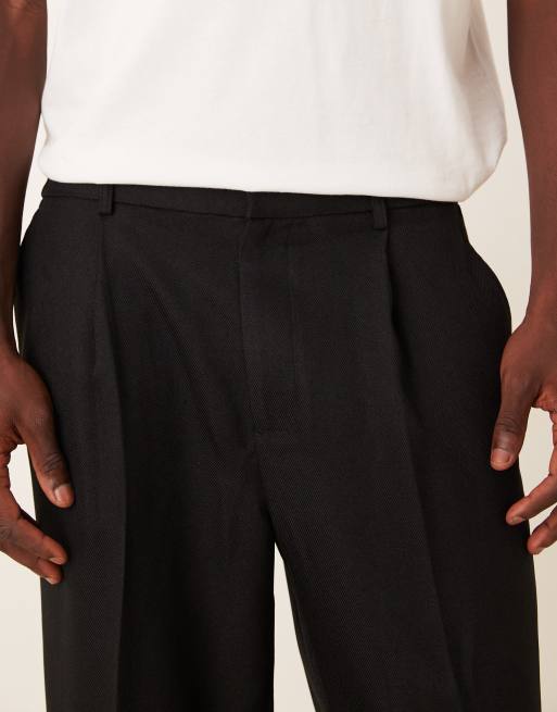 ASOS DESIGN oversized tapered tailored co-ord trouser with 1/4 elasticated waist in black, 4 of 5