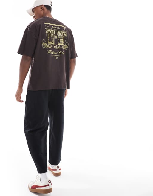 ASOS DESIGN oversized tapered trackies in black, 2 of 5