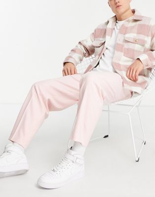 ASOS DESIGN oversized tapered trousers in pastel pink