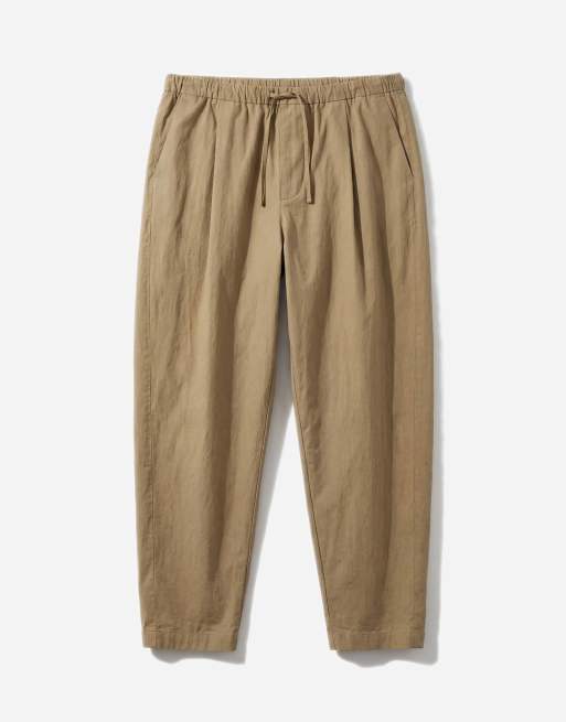 ASOS DESIGN oversized tapered trousers with pleat in tan techy fabric, 6 of 12