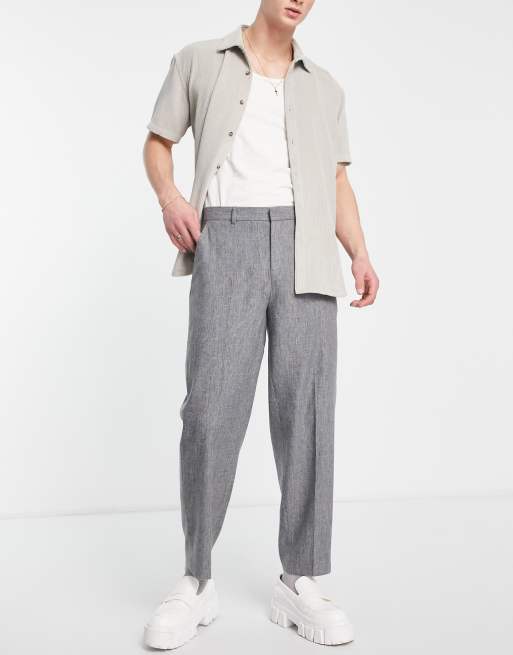 ASOS DESIGN oversized tapered wool mix smart pants in puppytoooth