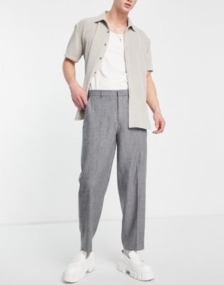 ASOS DESIGN oversized tapered wool mix smart trousers in puppytoooth