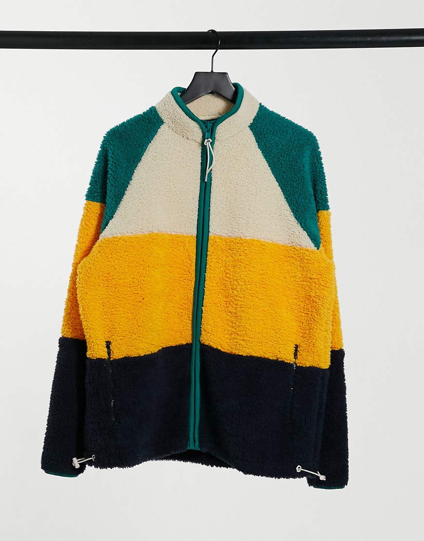ASOS DESIGN oversized teddy borg track top with color block panels & binding-Multi