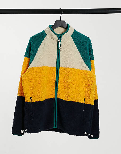 ASOS DESIGN oversized teddy borg track top with colour block panels ...