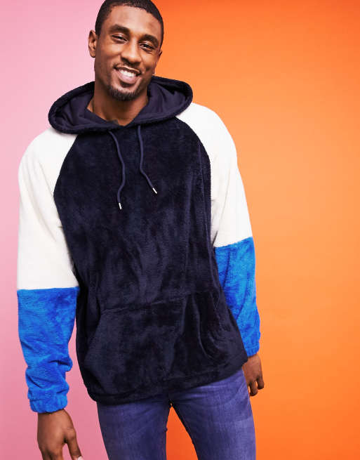 Teddy color block hoodie hot sale