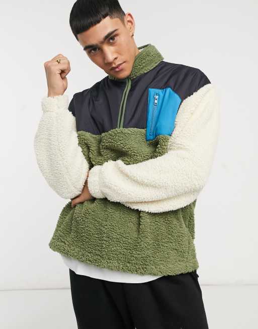 ASOS DESIGN fleece jacket with half zip