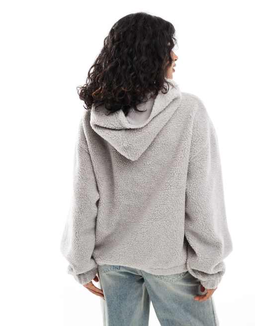 ASOS DESIGN oversized teddy hoodie with san diego graphic in gray