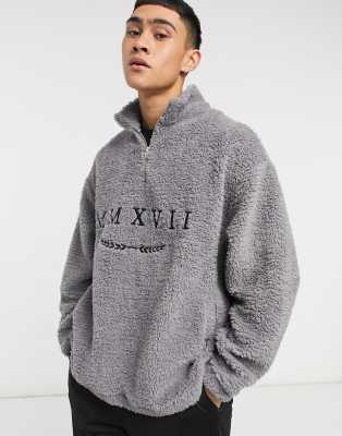 ASOS DESIGN oversized teddy sweatshirt with half zip Roman