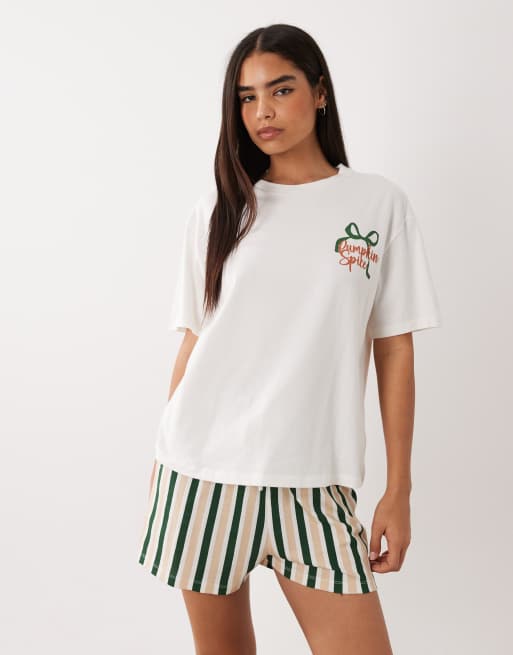 ASOS DESIGN oversized tee and shorts pyjama set in pumpkin spice print, 2 of 4
