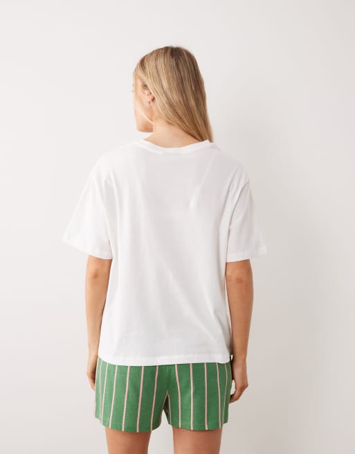 ASOS DESIGN oversized tee and stripe short pyjama set with strawberry graphic, 3 of 4