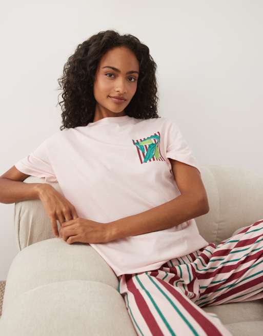 ASOS DESIGN oversized tee and wide leg pants pyjama set in farmers market graphic, 4 of 4