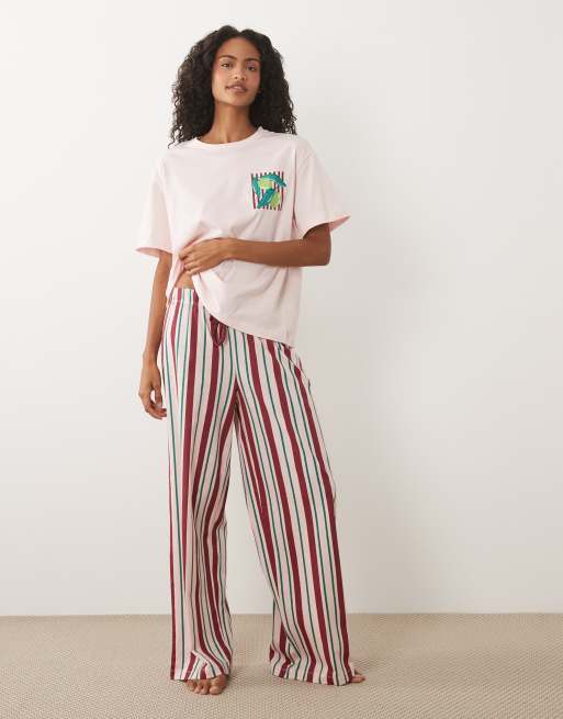 ASOS DESIGN oversized tee and wide leg trouser pyjama set in farmers market graphic, 2 of 4