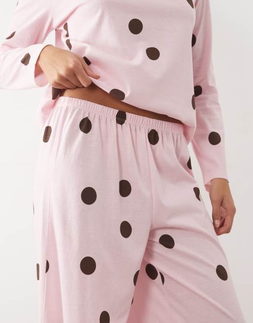 ASOS DESIGN oversized tee and wide leg trouser pyjama set in pink spot print, 2 of 4