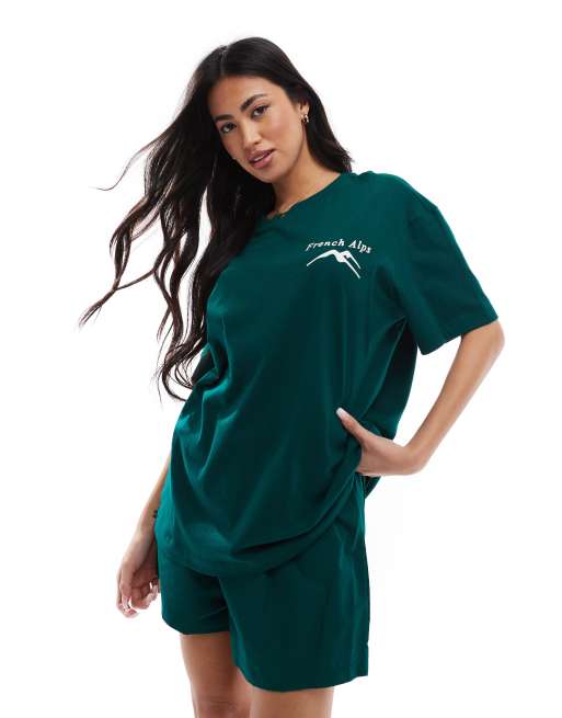ASOS DESIGN oversized tee & boxer short in green