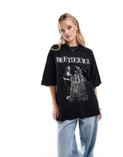 ASOS DESIGN oversized tee with beetlejuice graphic in black - view 1