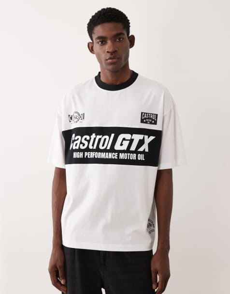 ASOS DESIGN oversized tee with Castrol print in white - view 1