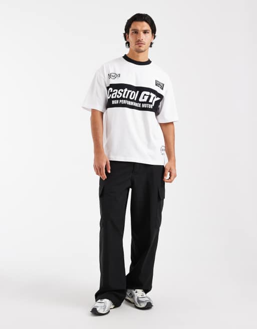 ASOS DESIGN oversized tee with Castrol print in white, 3 of 5