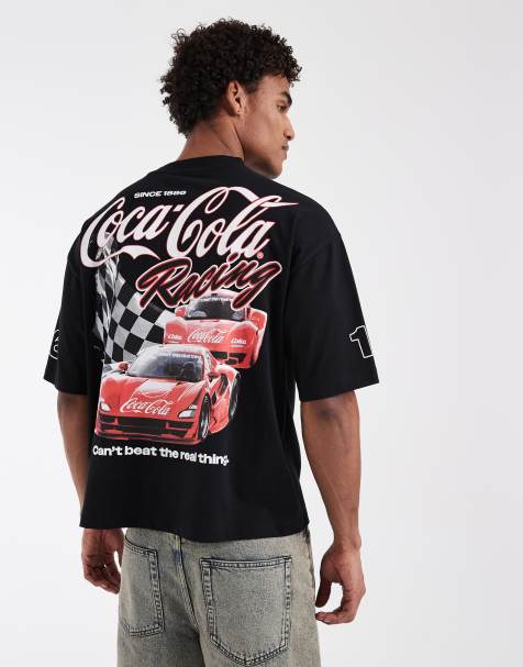 ASOS DESIGN oversized tee with Coca Cola print in Black
