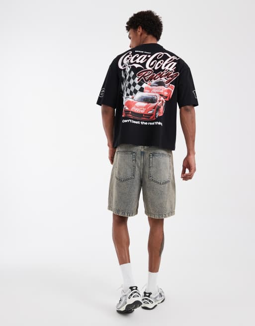 ASOS DESIGN oversized tee with Coca Cola print in Black, 4 of 5