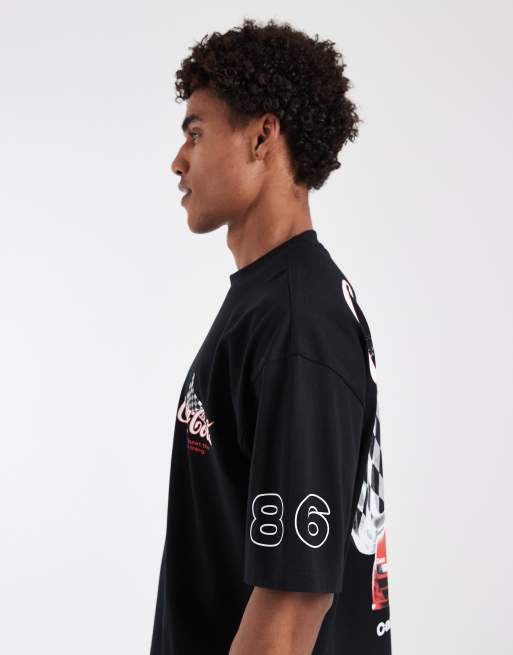 ASOS DESIGN oversized tee with Coca Cola print in Black, 5 of 5