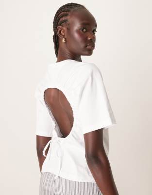 ASOS DESIGN ASOS DESIGN oversized tee with drawstring back detail in white-Black