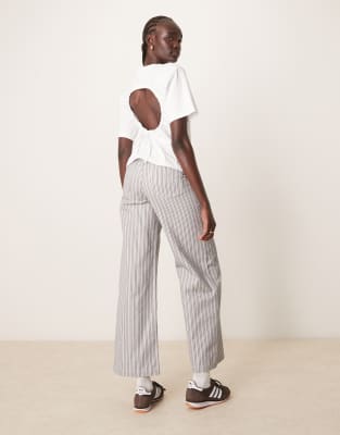 ASOS DESIGN oversized tee with drawstring back detail in white