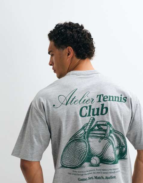 ASOS DESIGN oversized tee with Dunlop Tennis graphics in heather gray - view 1
