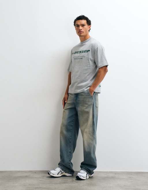 ASOS DESIGN oversized tee with Dunlop Tennis in Grey Marl, 2 of 5