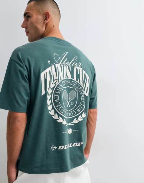ASOS DESIGN oversized tee with Dunlop Tennis print in Green - view 1